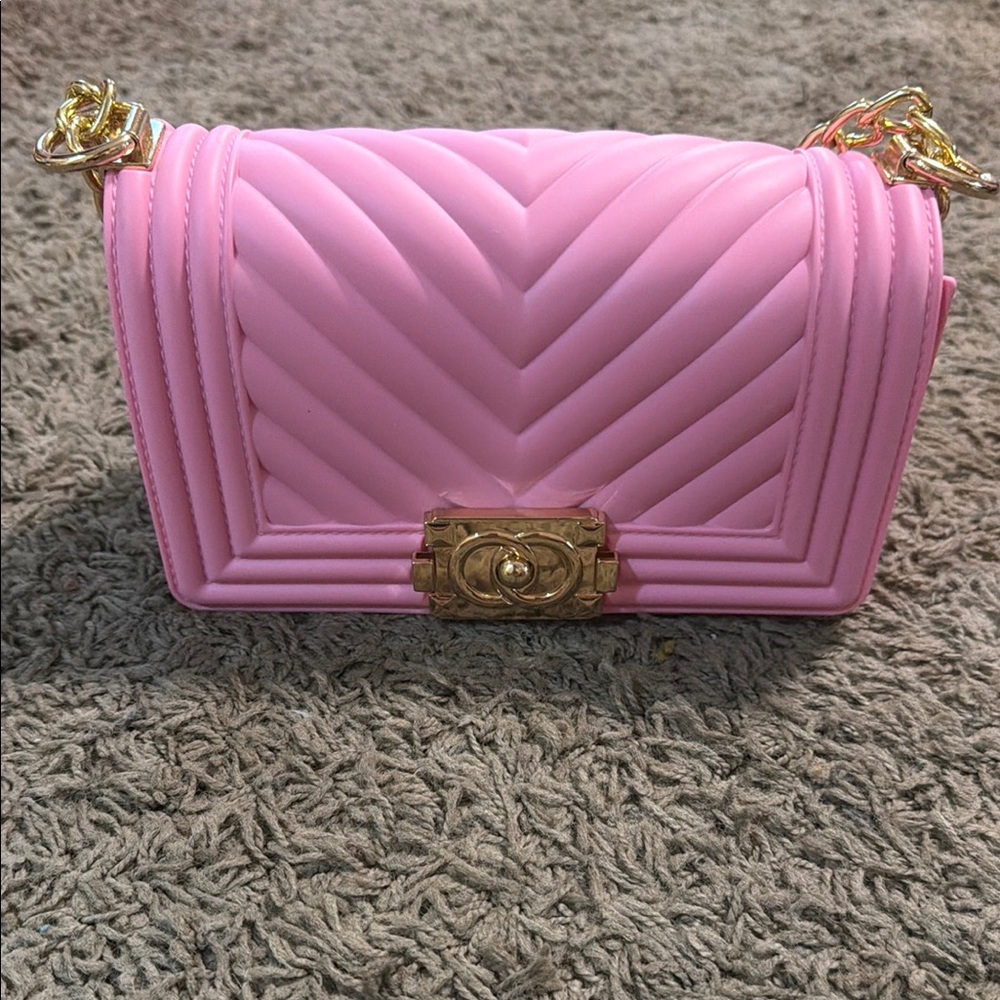 Pink Jelly Quilted Chain Shoulder Bag